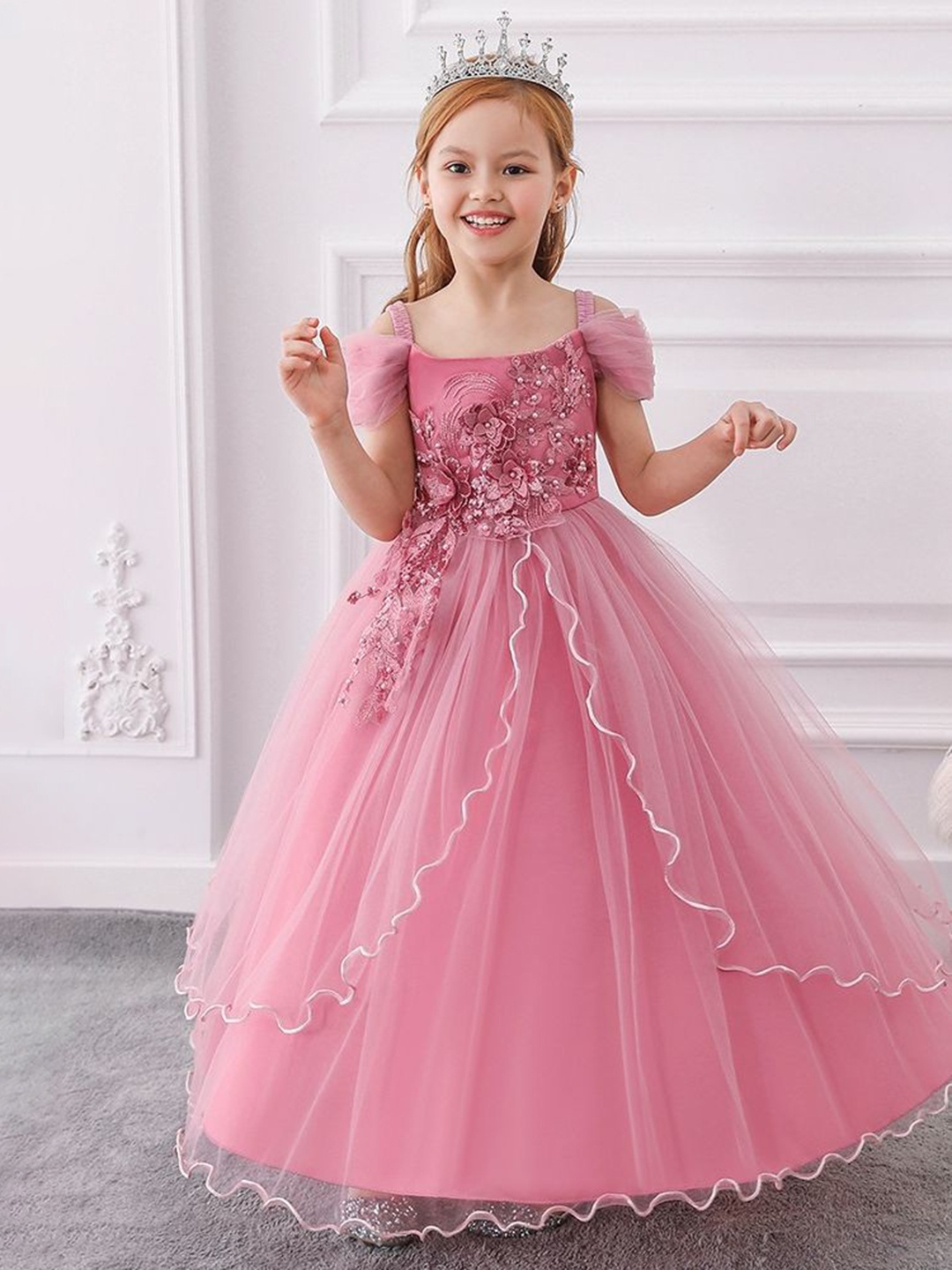 

LULU & SKY Embellished Fit & Flare Maxi Dress, Pink
