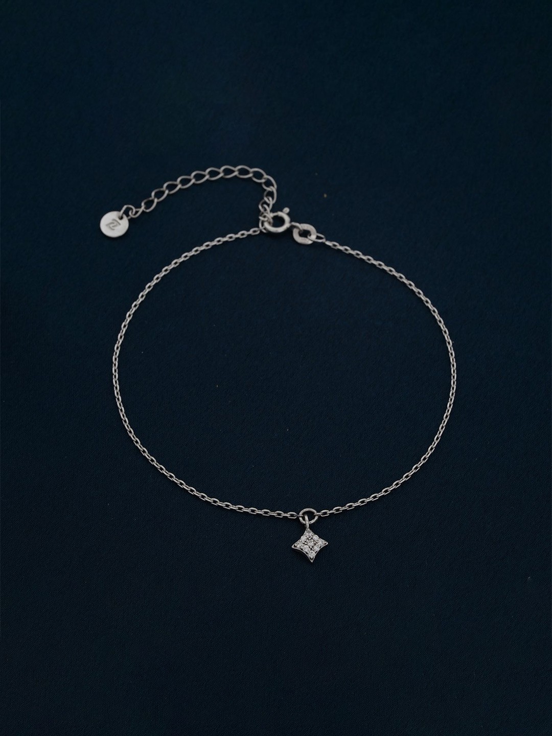 

Zalkari Sterling Silver-Plated Artificial Stones Studded Dusk Till Dawn Anklet