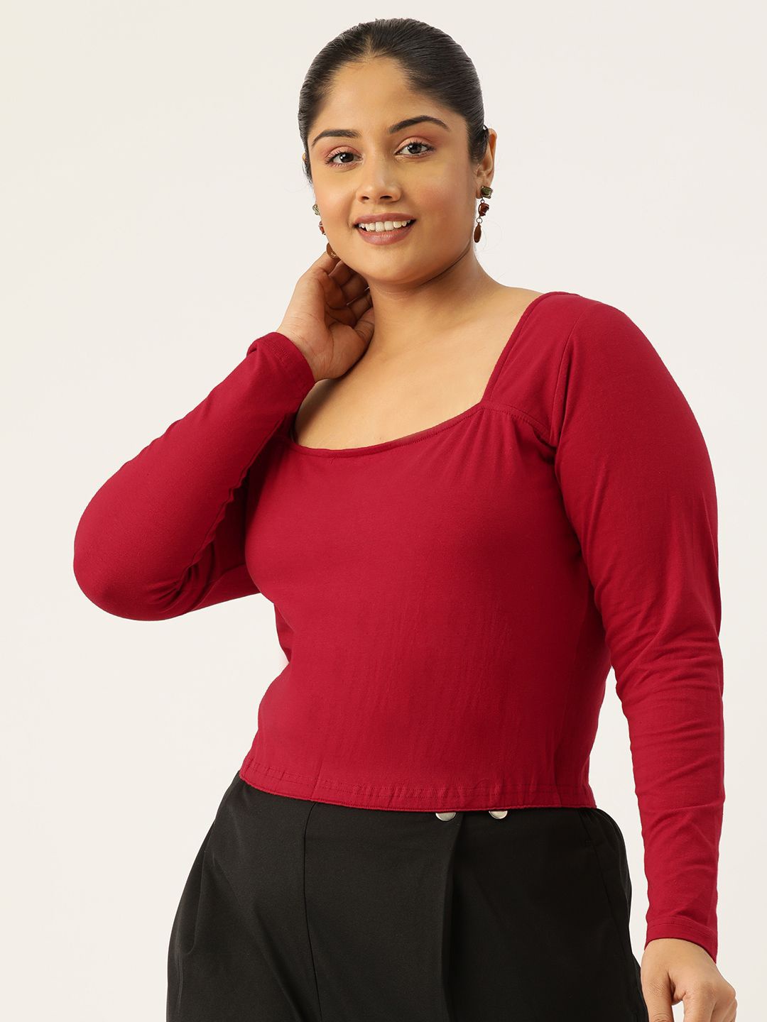 

theRebelinme Cotton Blouson Crop Top, Maroon