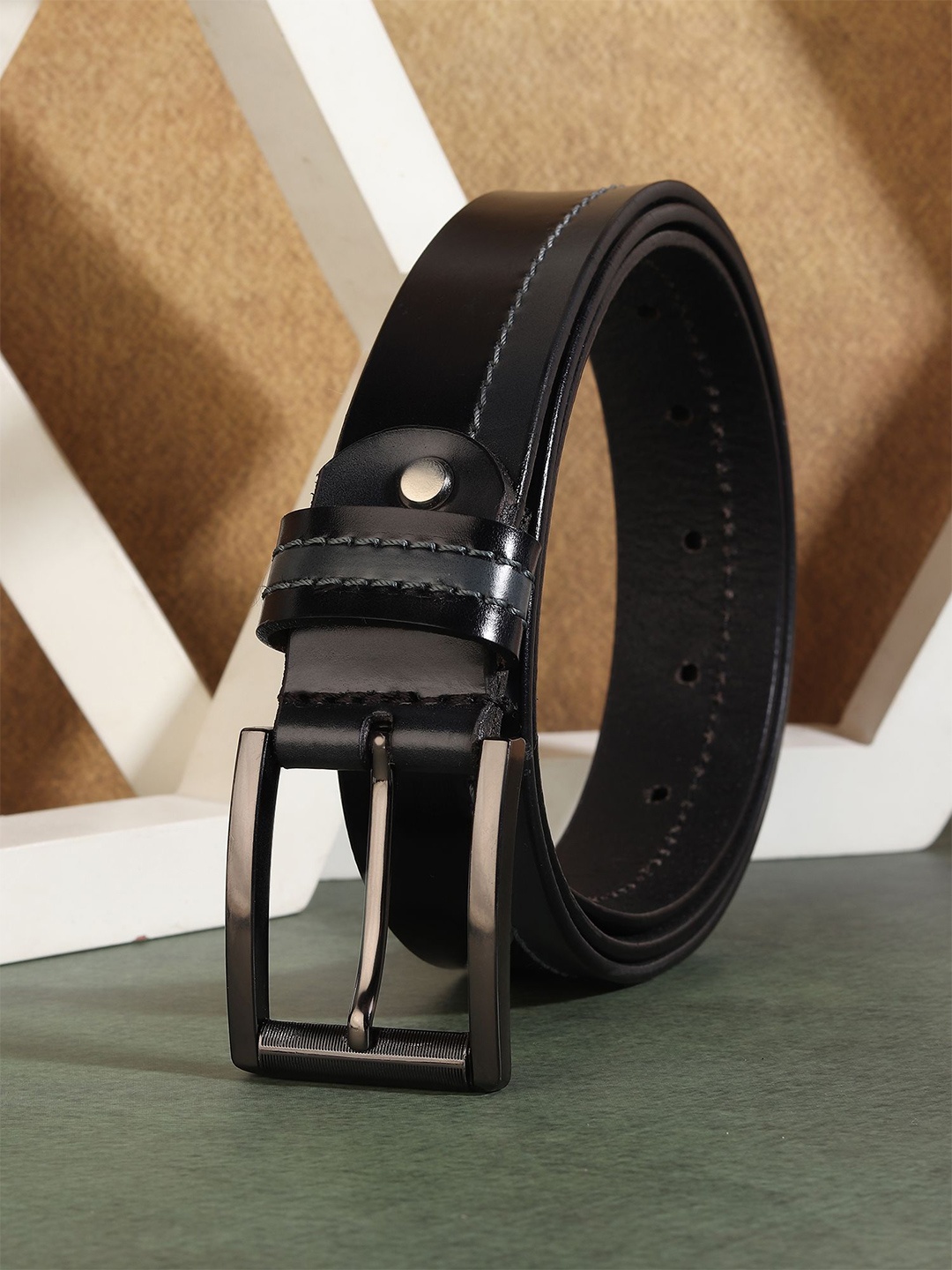 

Provogue Men Textured Leather Formal Belt, Black