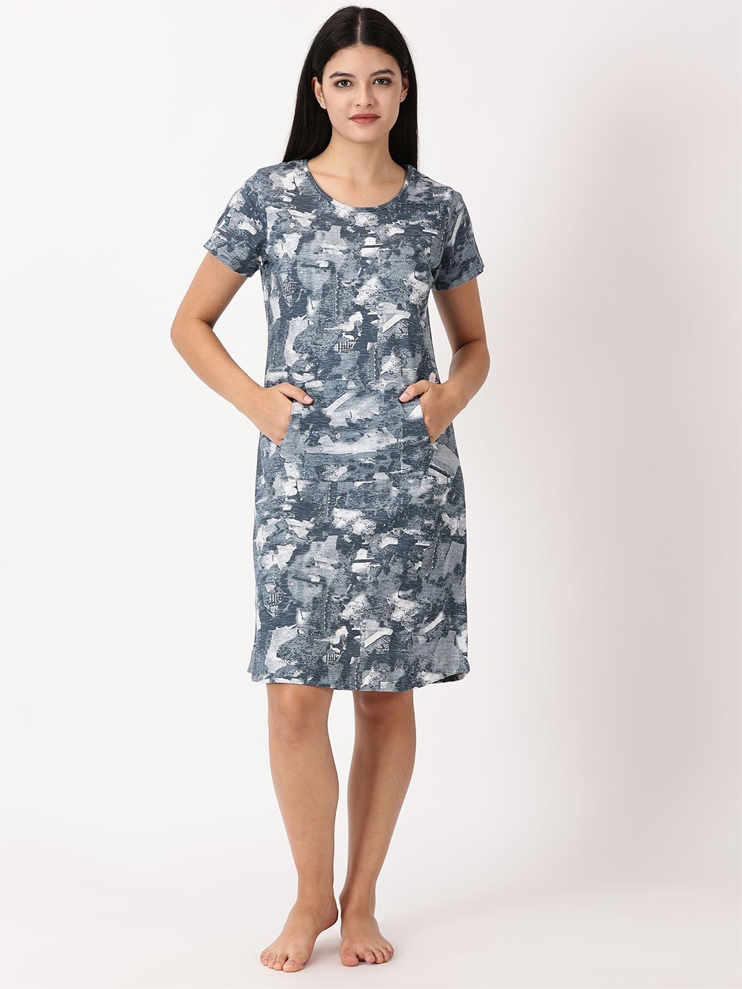 

RAVINIK Printed Nightdress, Blue