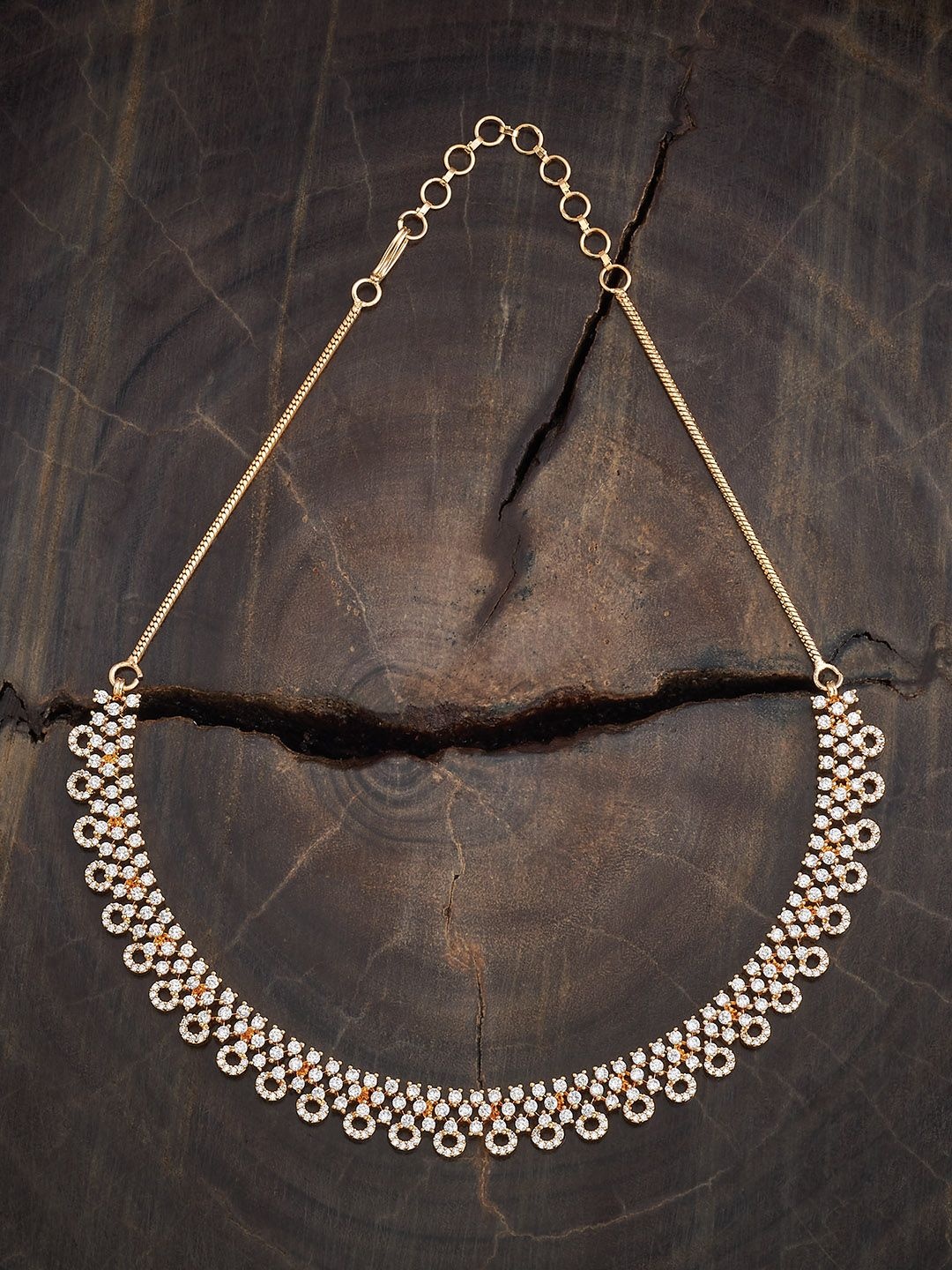 

Kushal's Fashion Jewellery Gold-Plated Zircon Stone Studded Necklace