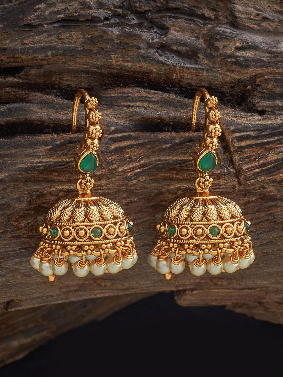

Kushal's Fashion Jewellery Dome Shaped Jhumkas Earrings, Green