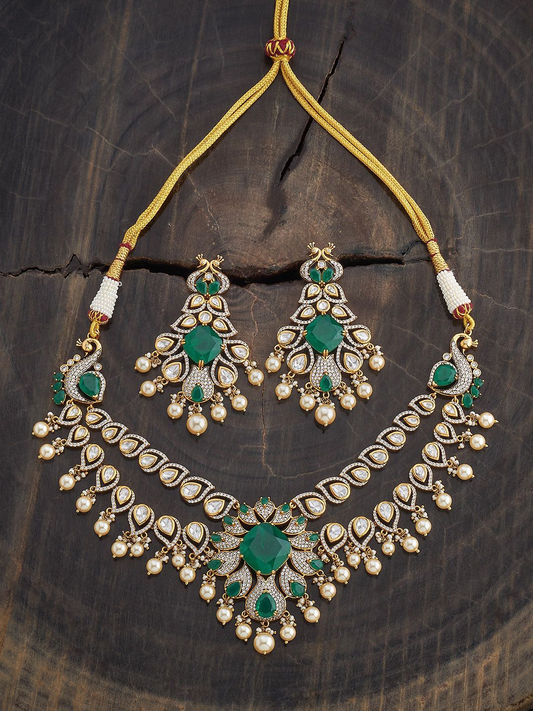 

Kushal's Fashion Jewellery Victorian-Plated Kundan Studded Jewellery Set, Gold