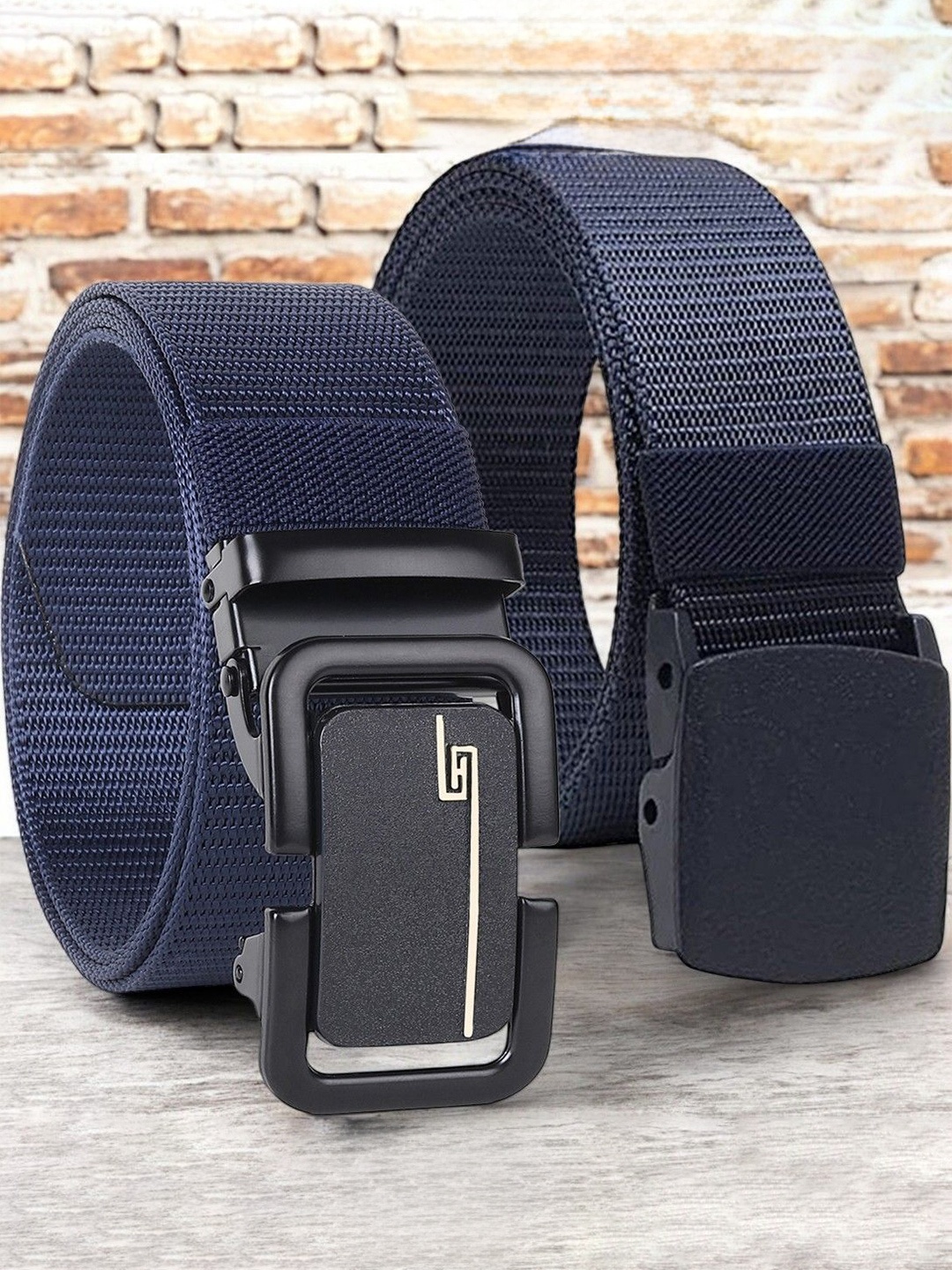 

Metronaut Men Pack Of 2 Textured Belt, Blue