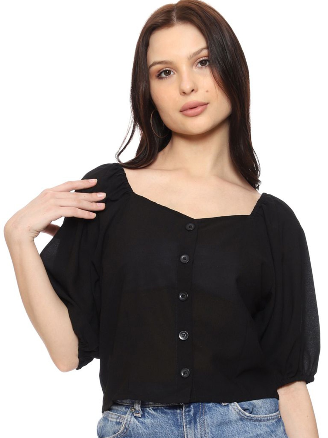 

SXV STYLE Georgette Top, Black