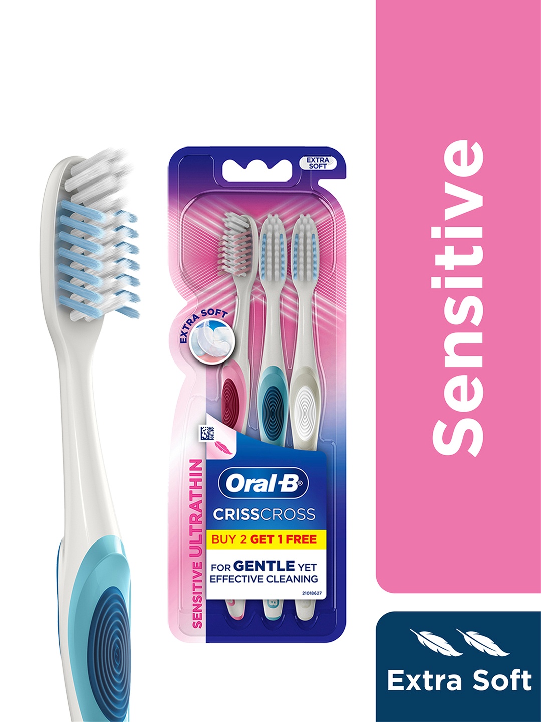 

Oral - B Crisscross Sensitive Ultrathin Extra Soft Toothbrush - Buy 2 Get 1, Multi