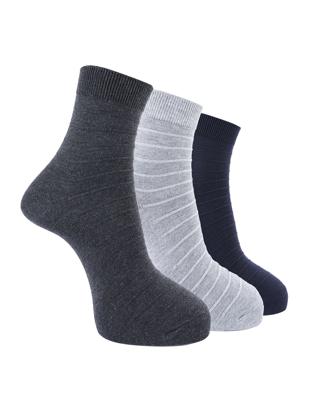 

Dollar Men Pack of 3 Striped Ankle Length Socks, White