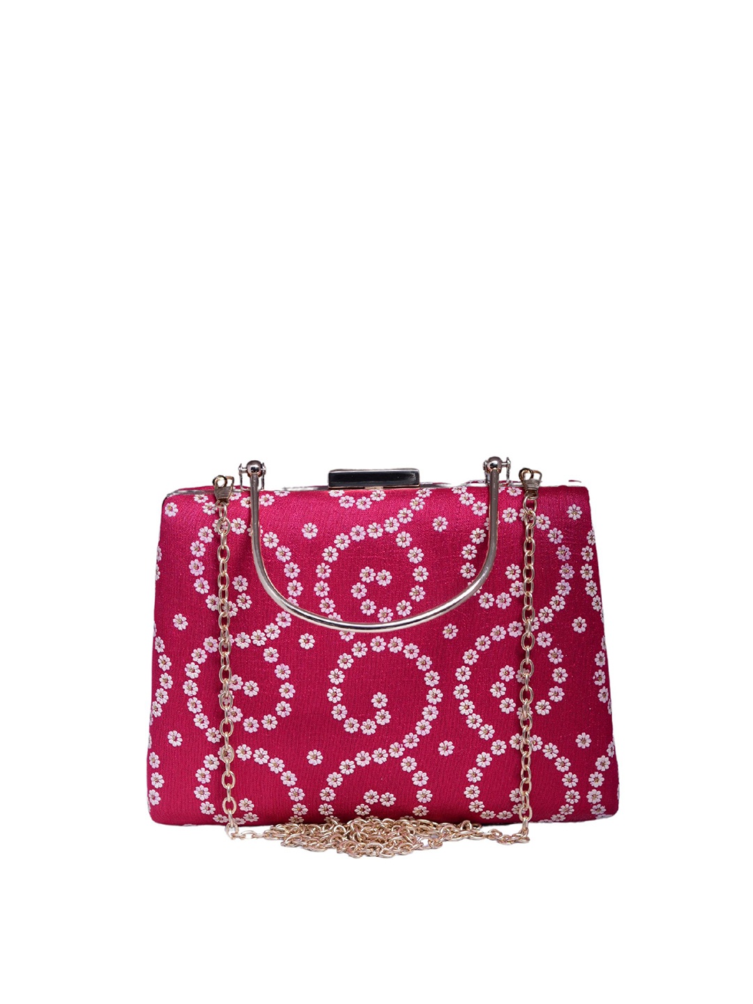 

ARTKLIM Floral Printed Box Clutch, Red
