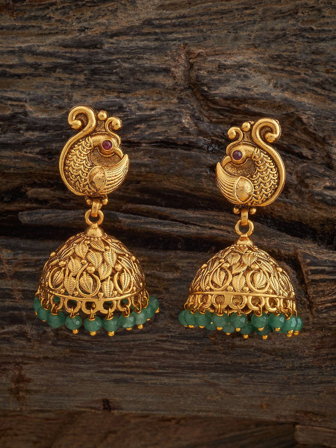 

Kushal's Fashion Jewellery Gold Plated Ethnic Antique Dome Shaped Jhumkas Earrings