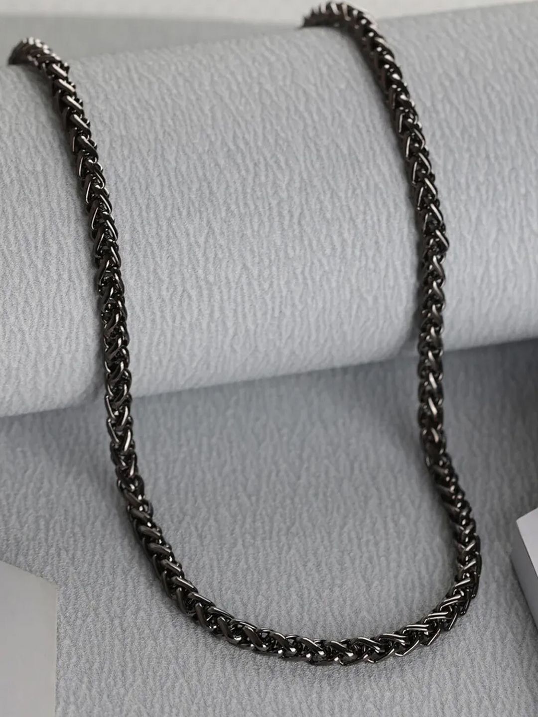 

Peora Men Stainless Steel Fancy Wheat Chain, Black
