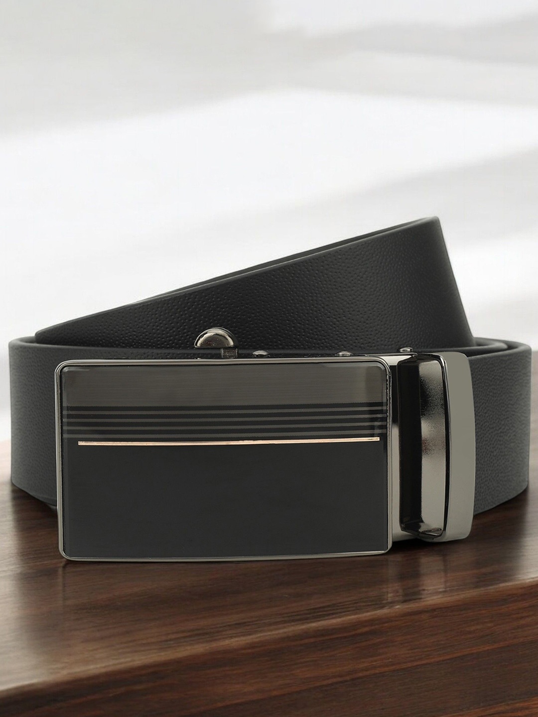

Metronaut Men Textured Leather Belt, Black