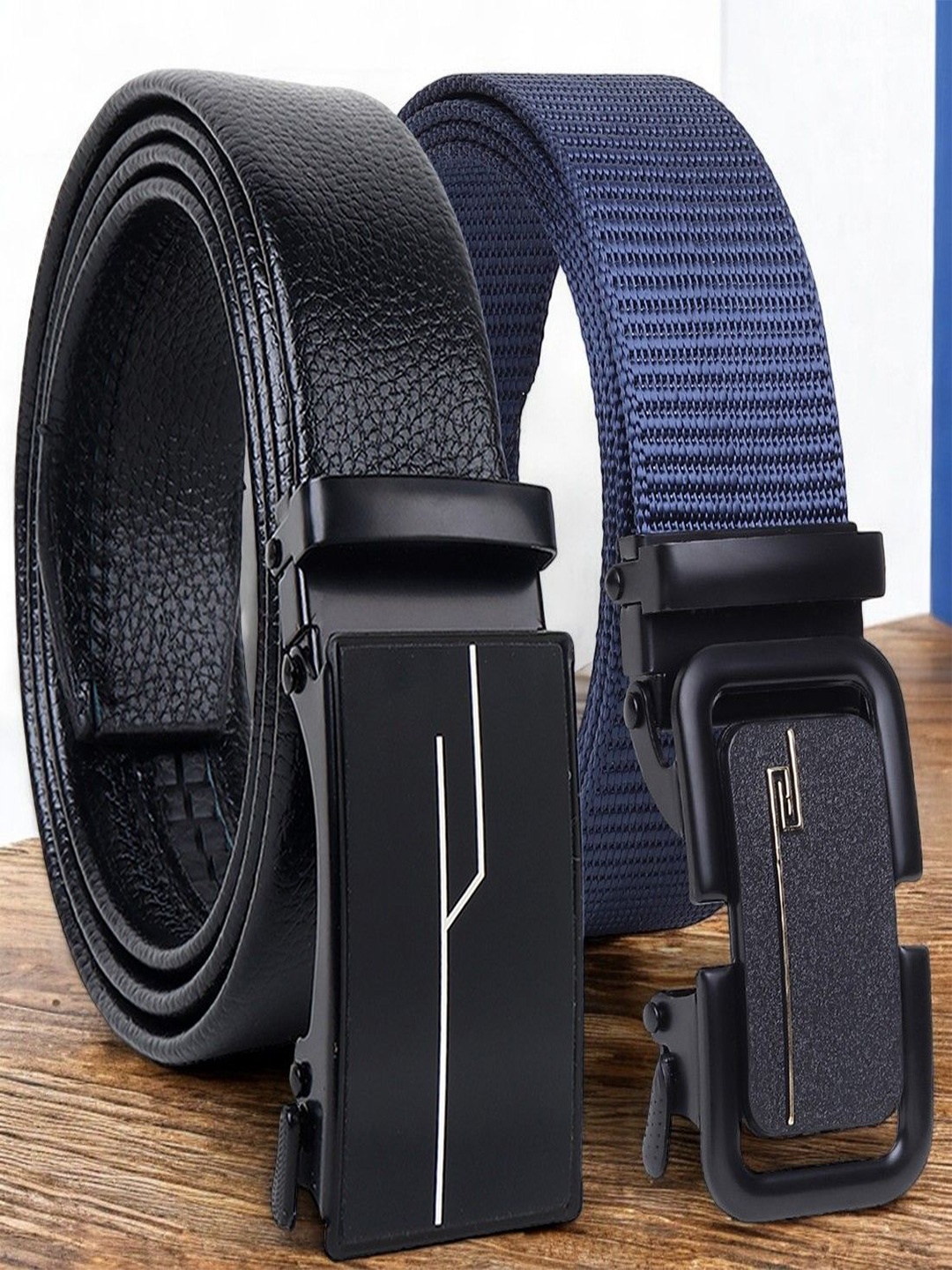 

Provogue Men Pack of 2 Textured Formal Belts, Black