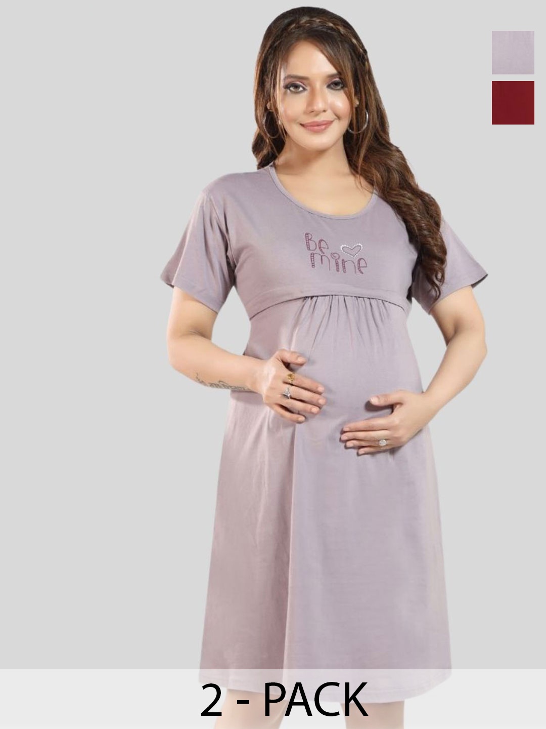 

Fabme Printed Nightdress, Lavender