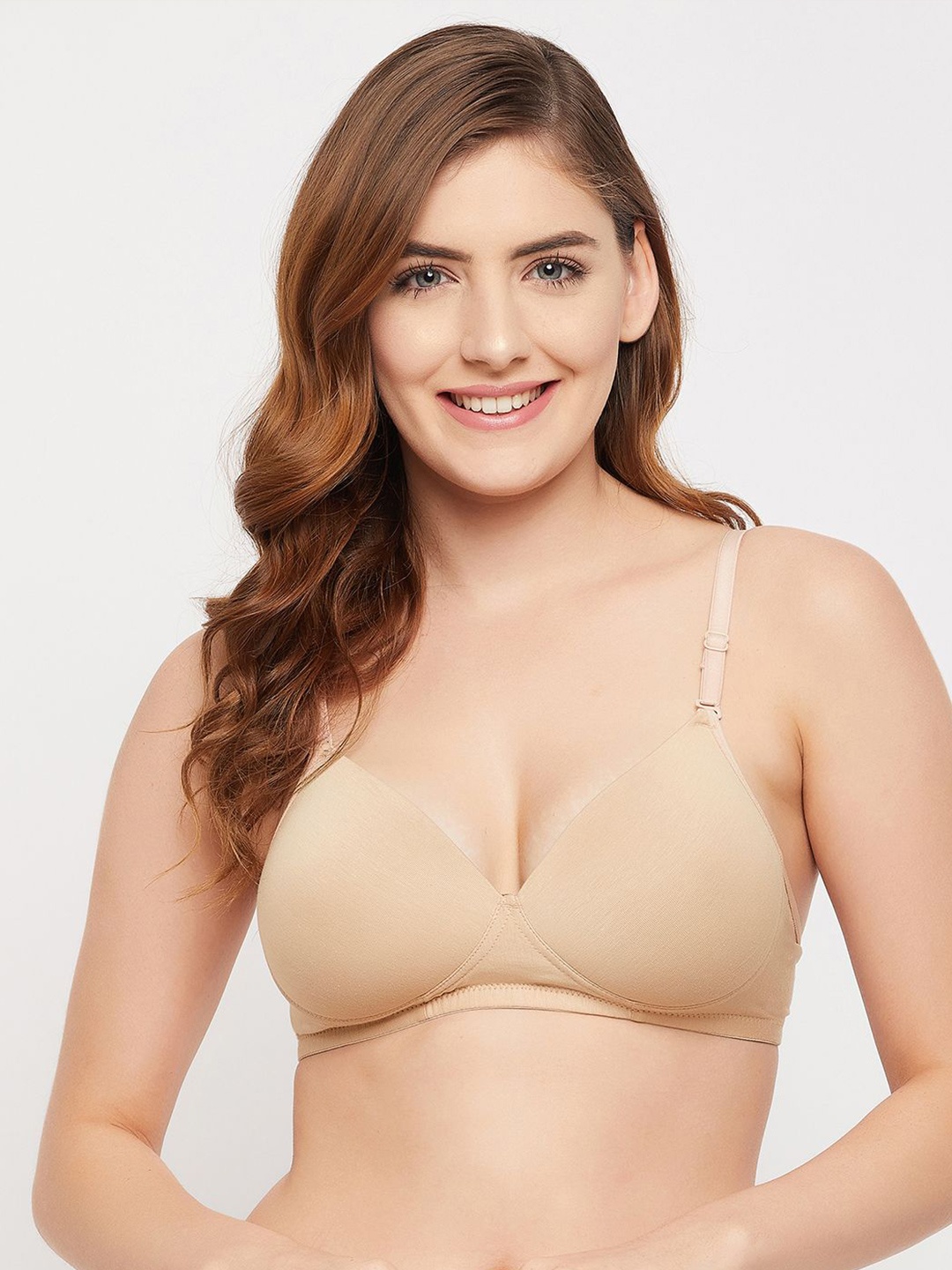 

Clovia Bra Full Coverage Lightly Padded T-shirt Bra, Nude