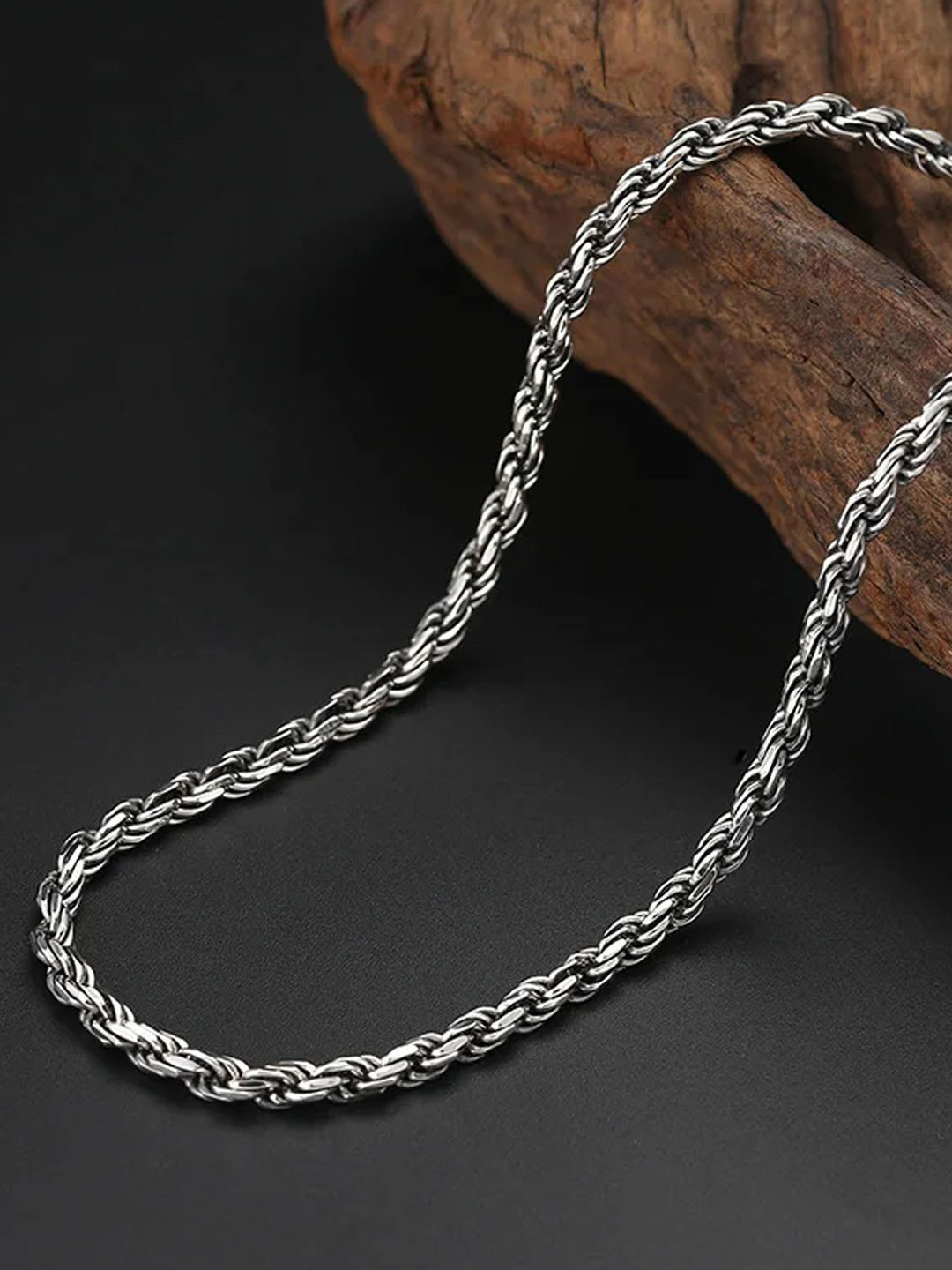

Peora Men Silver-Plated Stainless Steel Rope Minimal Chain