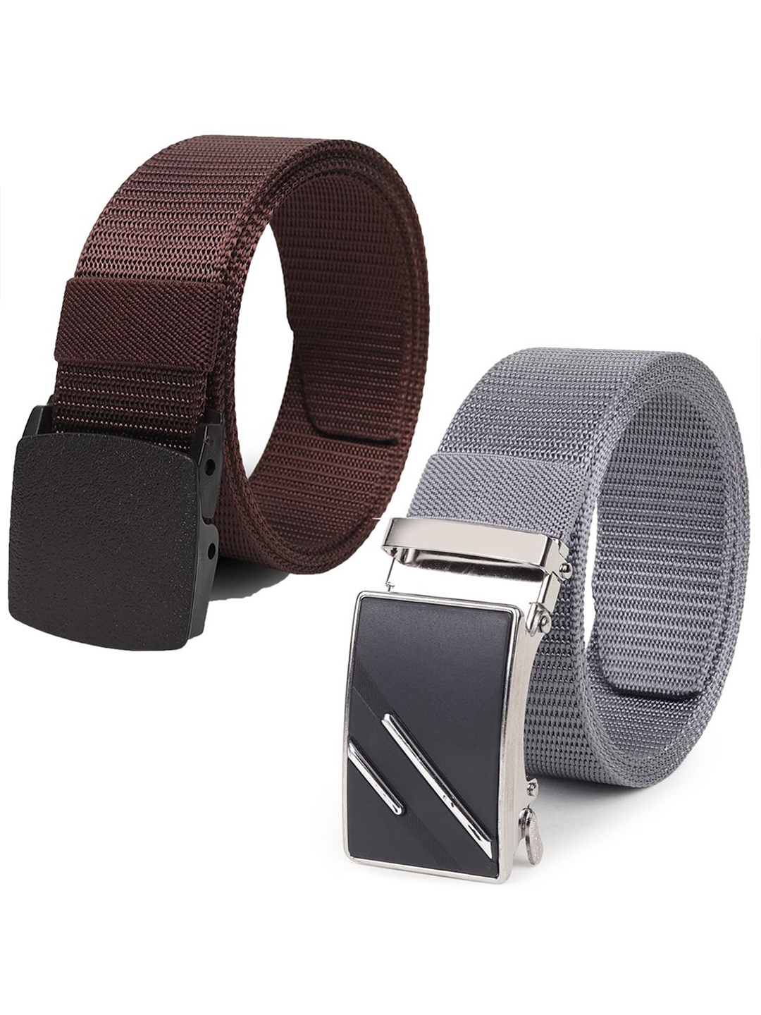 

Provogue Men Pack Of 2 Canvas Woven Design Belt, Grey