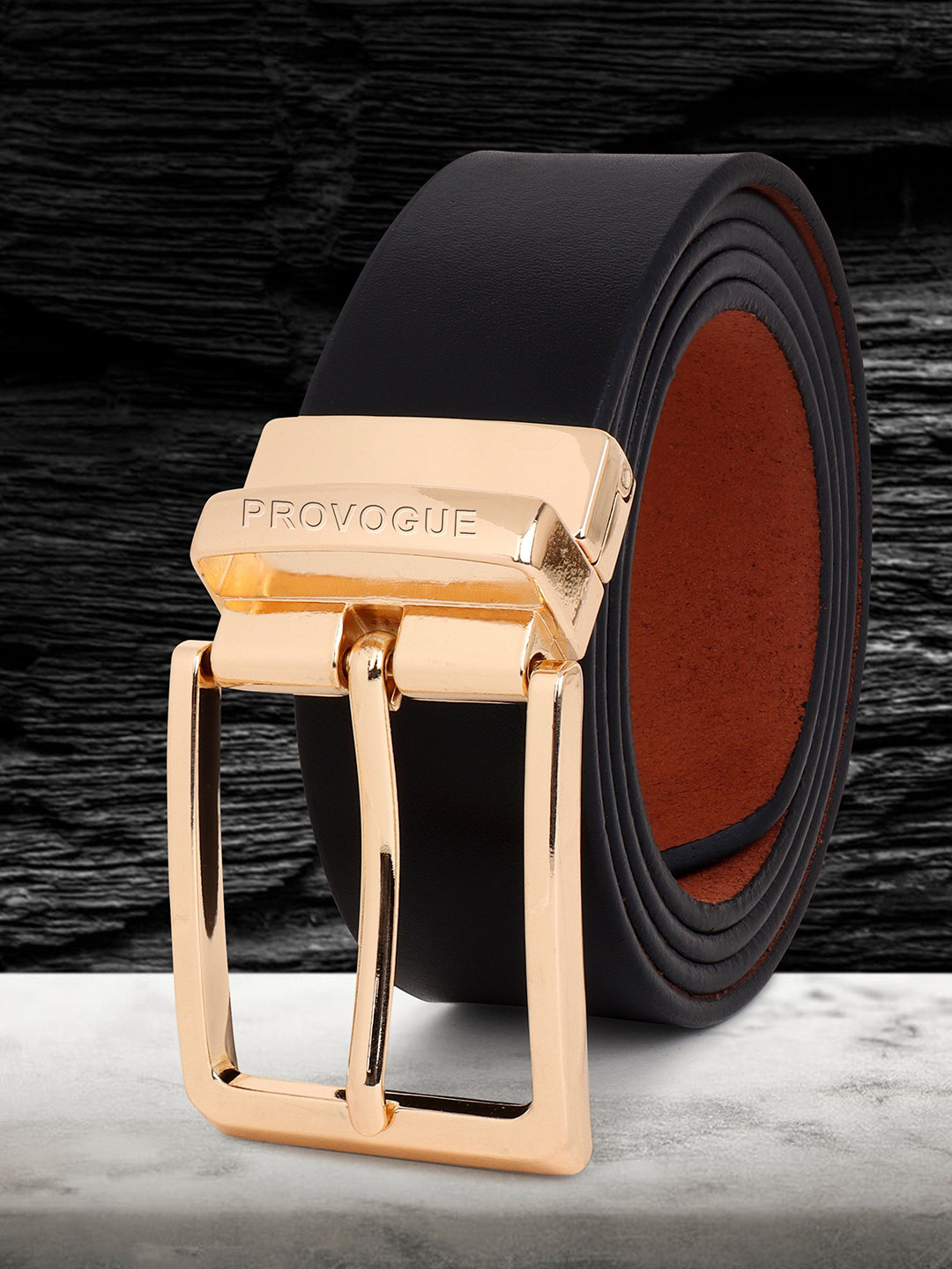 

Provogue Men Textured Leather Formal Belt, Black