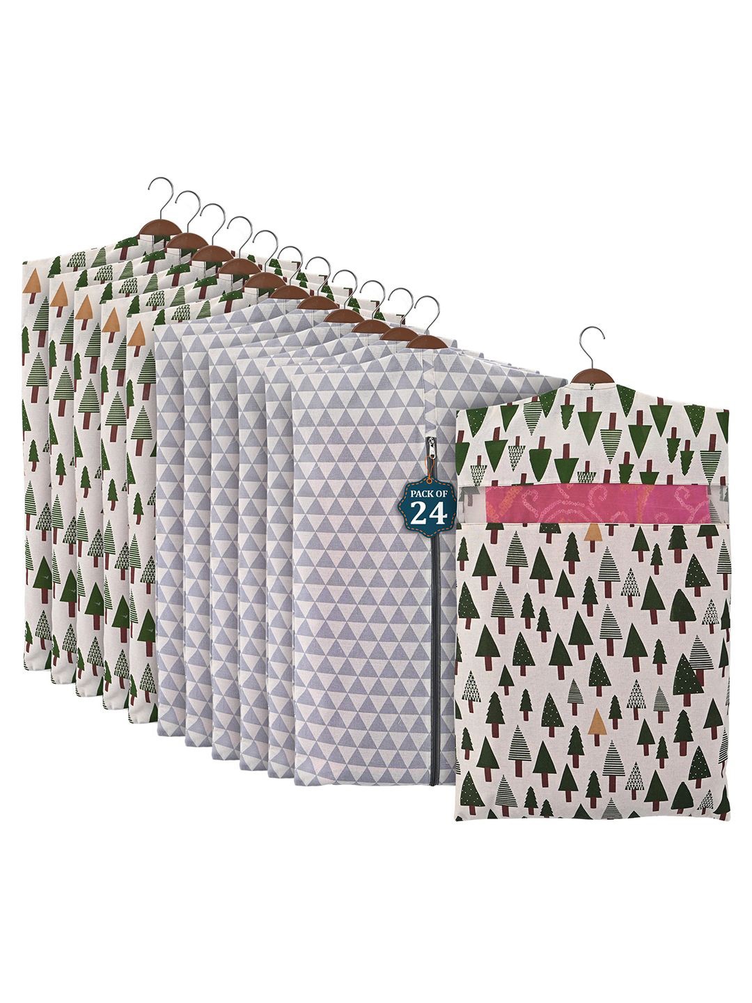 

Kuber Industries Grey & Green Set of 24 Regular Cotton Multi-Utility Organisers