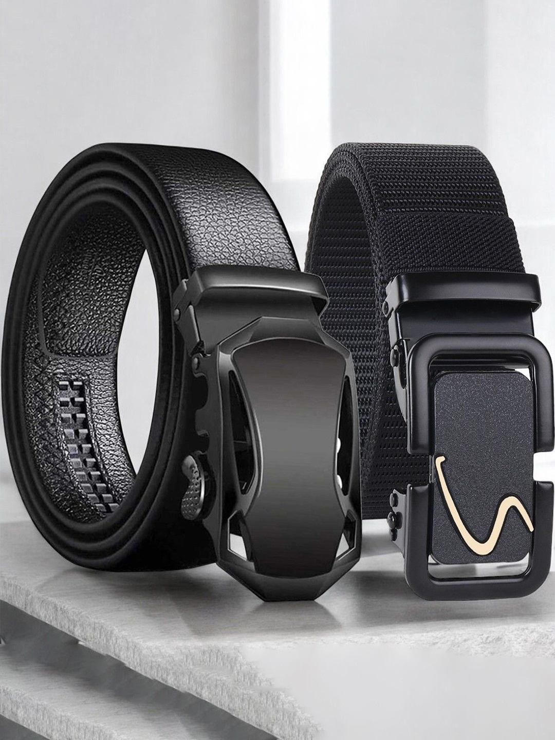 

Provogue Men Pack Of 2 Textured Belt, Black