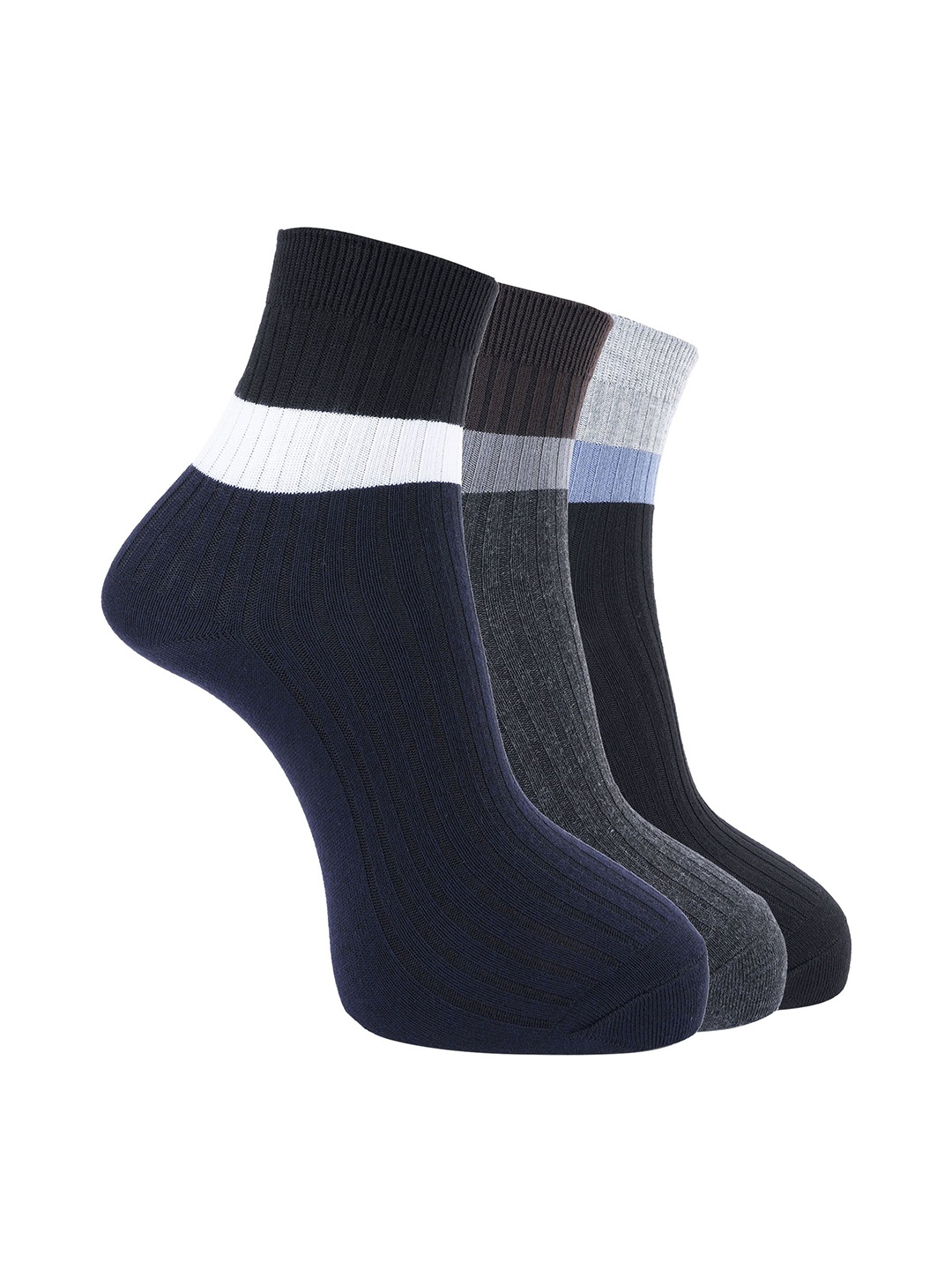 

Dollar Men Pack of 3 Free Size Ankle Length Cotton Socks, Black