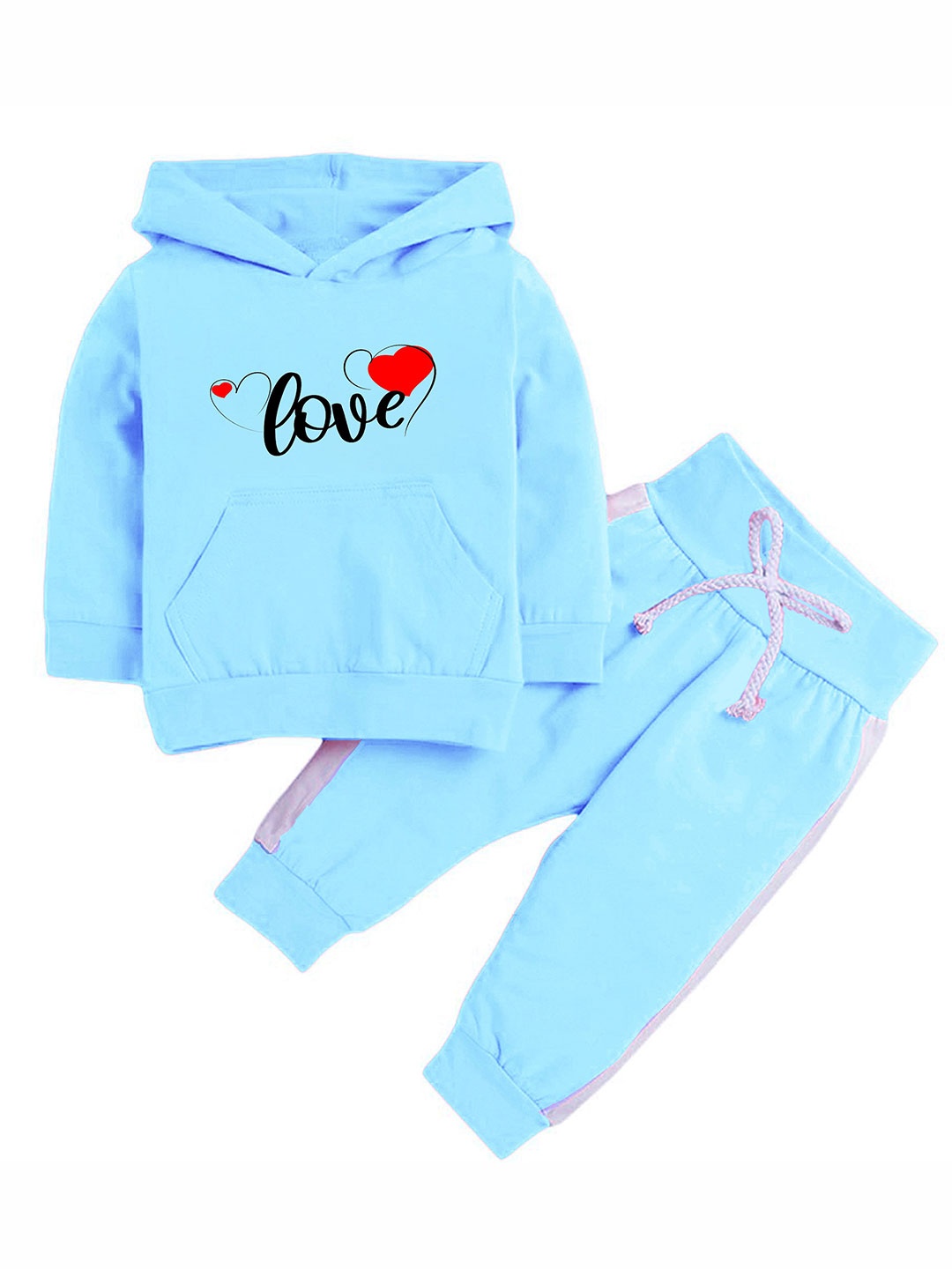 

Porpy Kids Printed Hooded Sweatshirt With Joggers, Blue