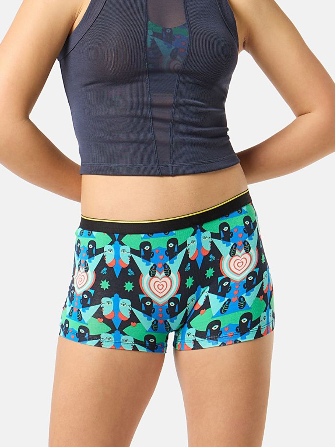

bummer Womens Underwear Soft Micromodal Printed Boy Shorts, Blue