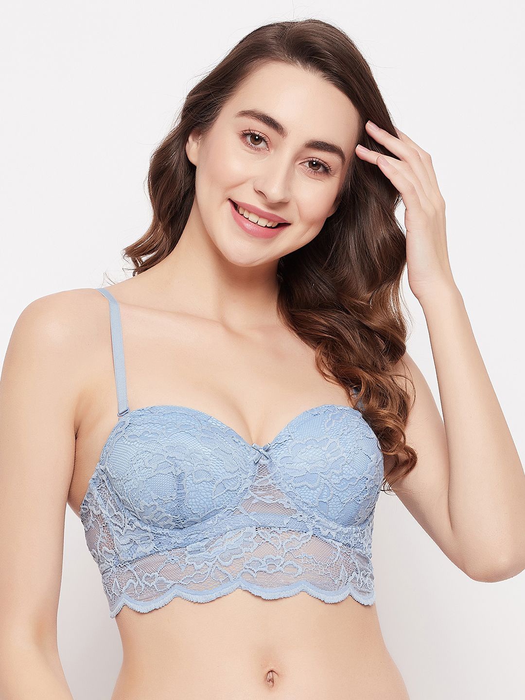 

Clovia Women Full Coverage Underwired and Lightly Padded Bralette Bra, Blue