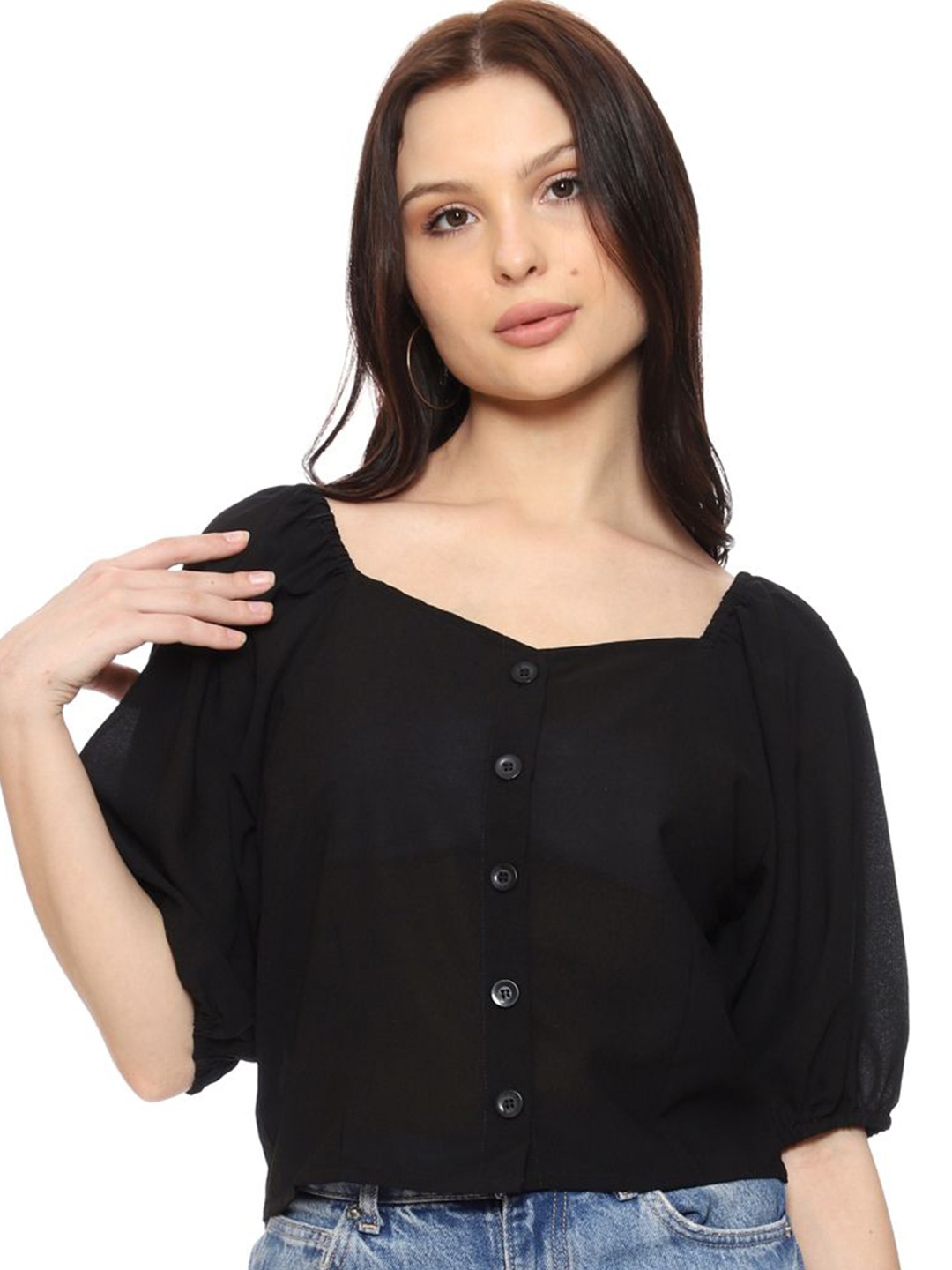 

SXV STYLE Georgette Top, Black