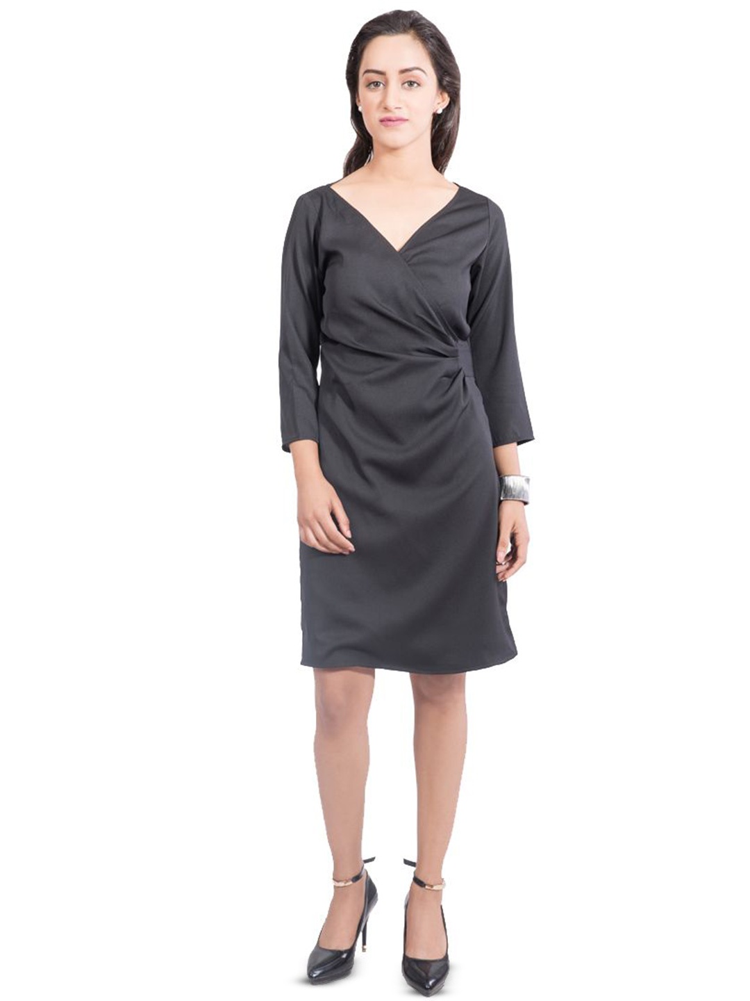 

DELIS Women V-Neck Sheath Dress, Black