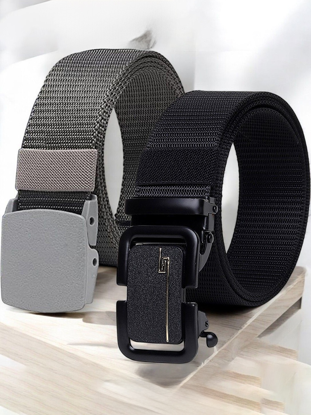 

Metronaut Men Pack Of 2 Textured Belt, Grey