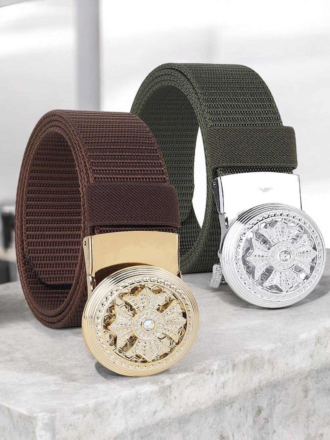 

Provogue Men Textured 2 Belt, Green