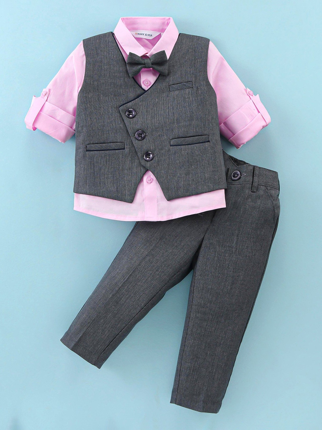 

Mark & Mia Boys Single Breasted Long Sleeves 3-Piece Suit, Grey