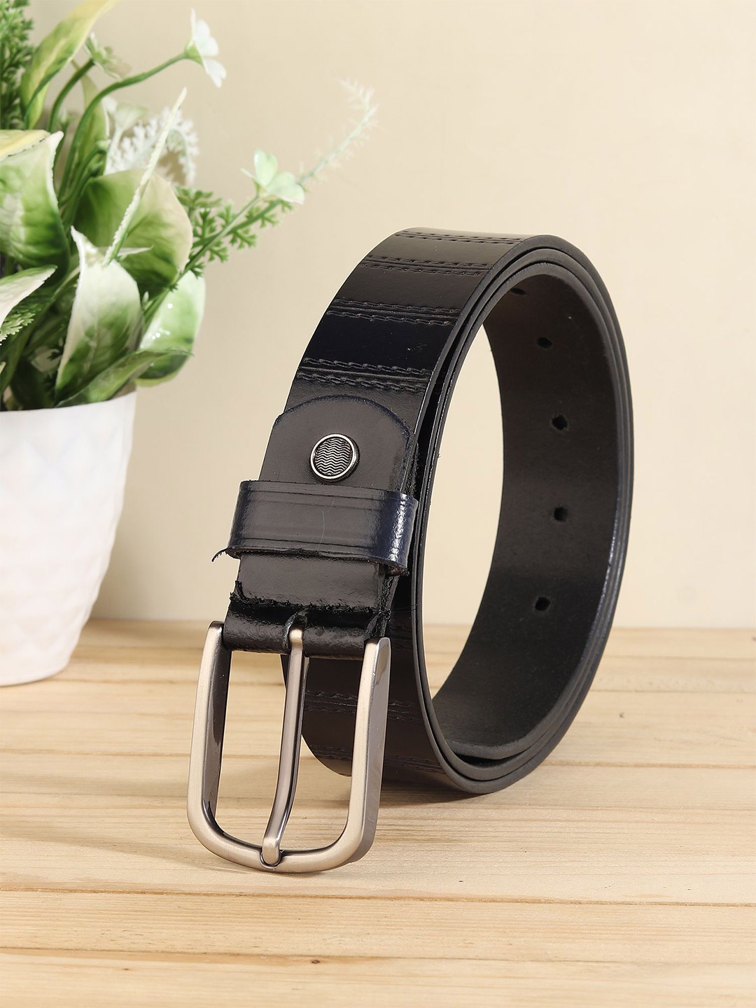 

Provogue Men Textured Leather Belt, Black