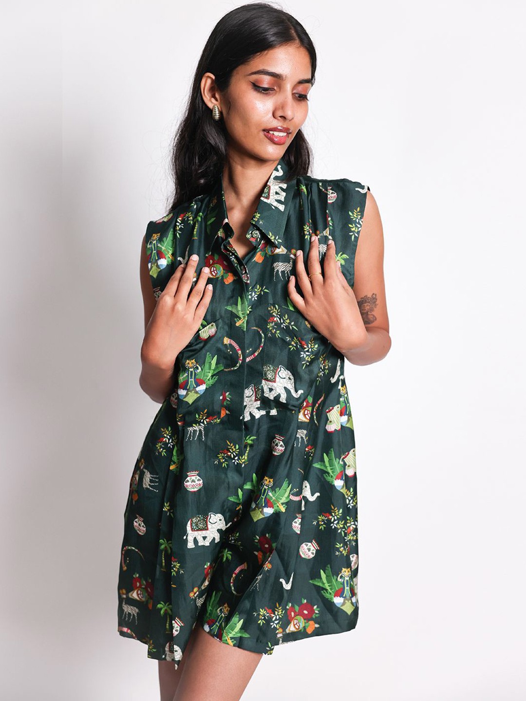 

Arya Giri Modal Printed Jumpsuit, Green