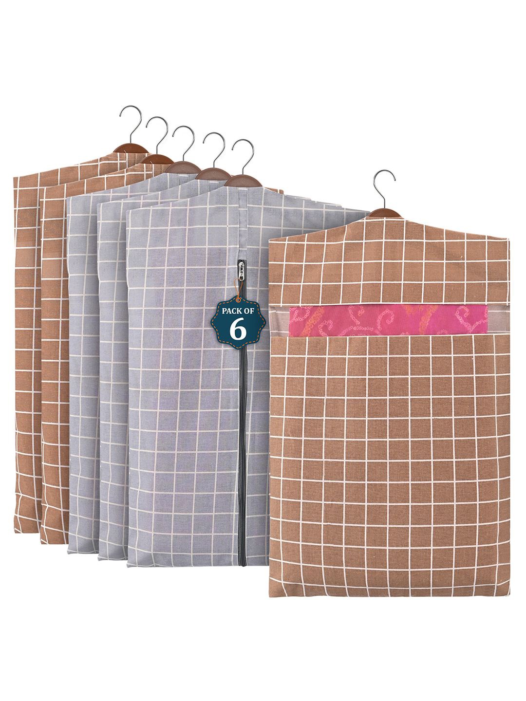 

Kuber Industries Grey Set of 6 Regular Multi-Utility Organisers