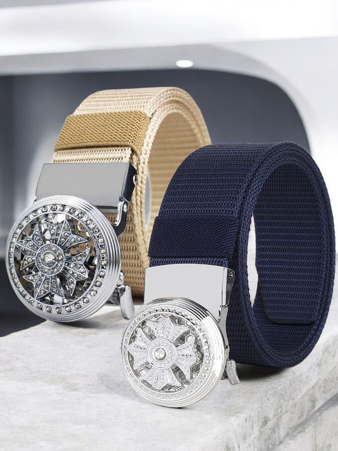 

Provogue Men Textured 2 Belt, Blue