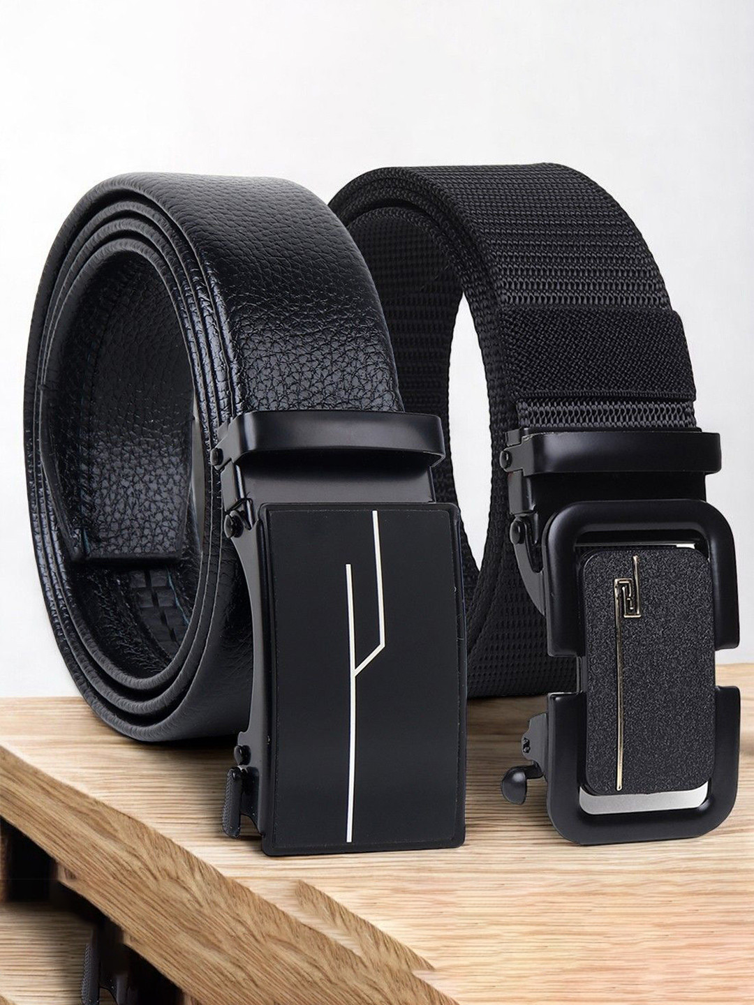 

Metronaut Men Pack Of 2 Textured Formal Belt, Black