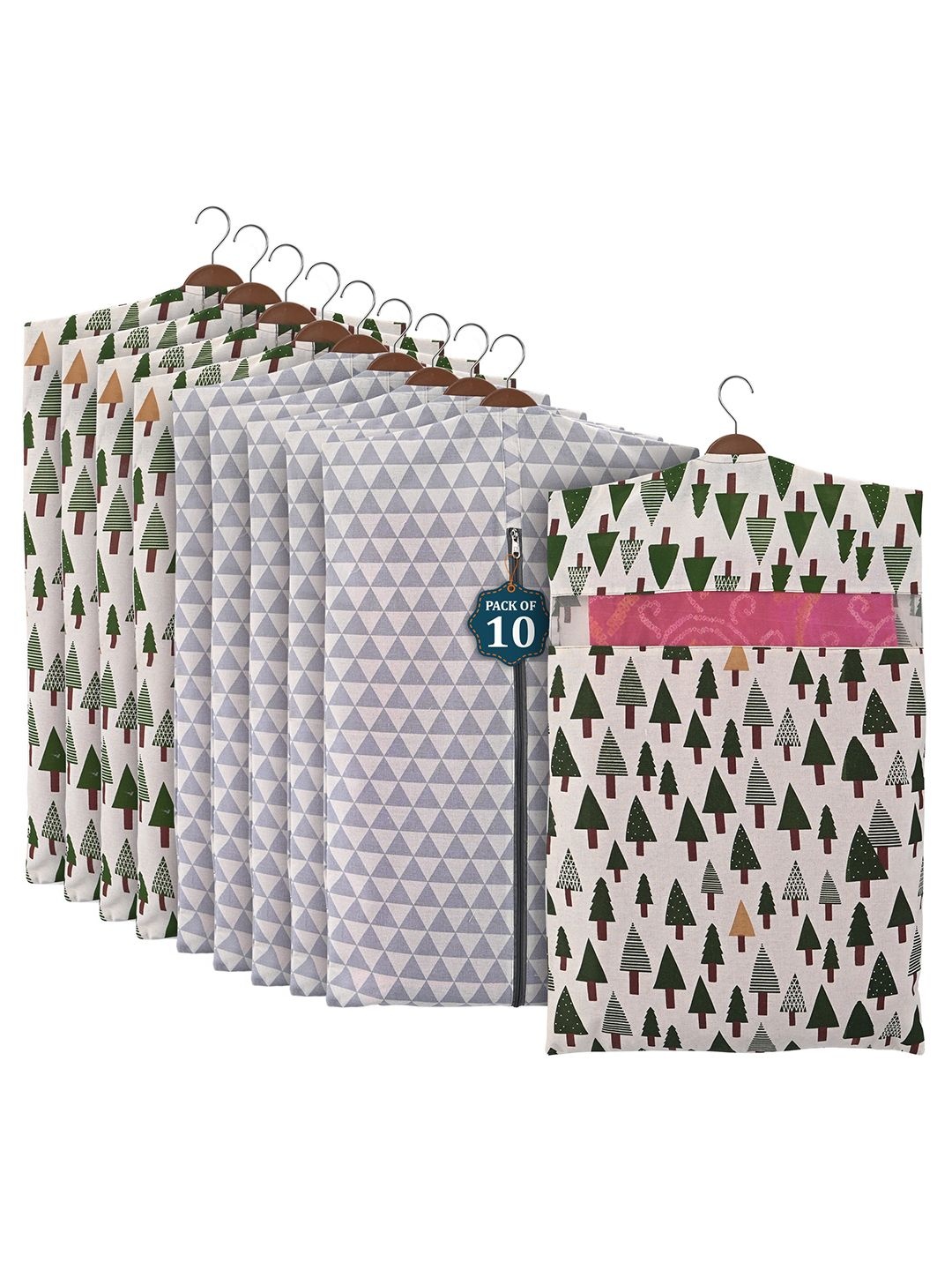 

Kuber Industries Grey Set of 10 Cotton Regular Multi-Utility Organisers