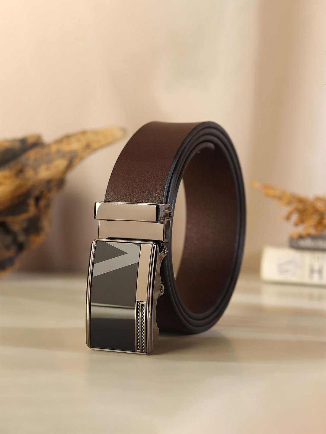 

Provogue Men Textured Leather Belt, Brown