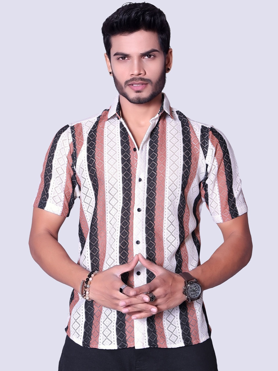

BHALVAV EXPORT Men Standard Fit Printed Casual Shirt, White