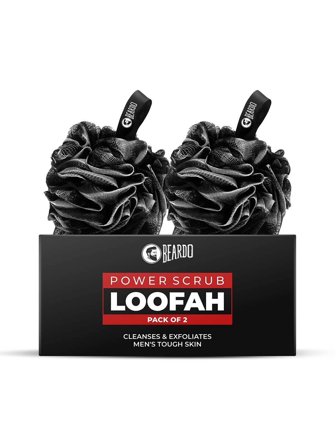 

BEARDO Set Of 2 Deep Cleanse and Exfoliate Power Scrub Loofah, Black