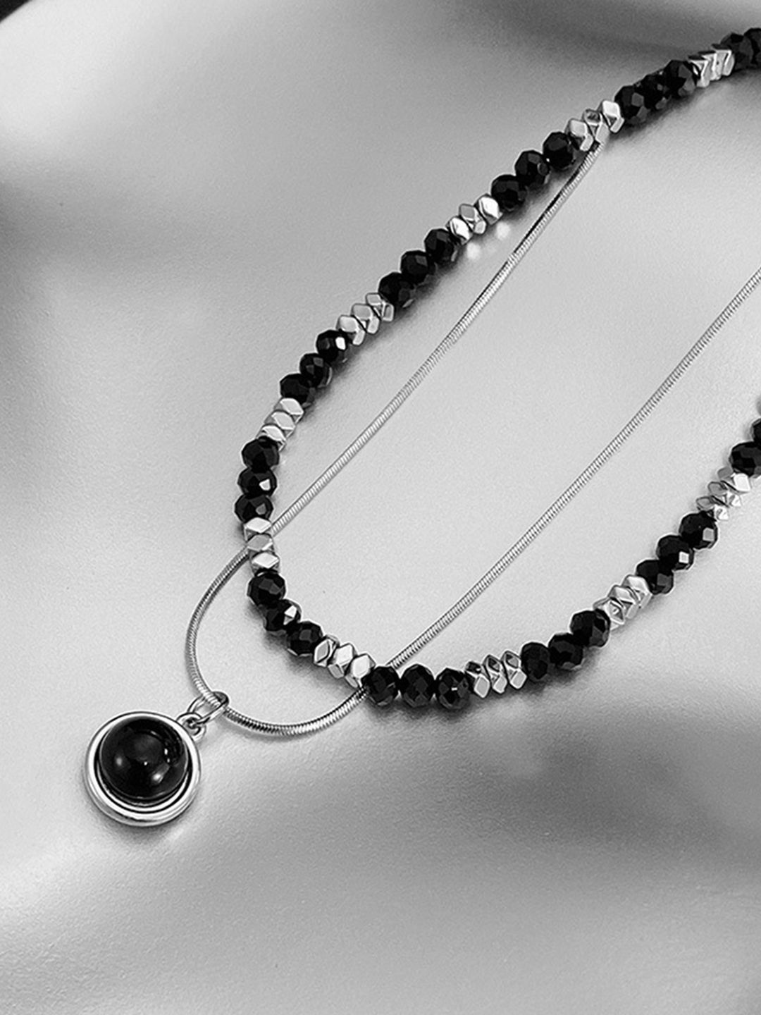 

Peora Silver-Plated Stainless Steel Beaded Layered Necklace