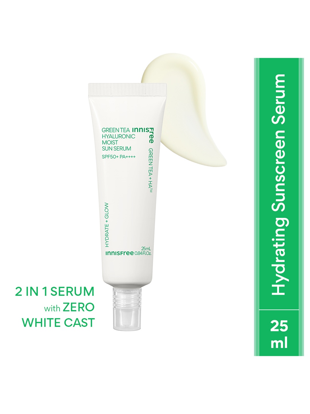 

Innisfree Green Tea Hyaluronic Moist Sun Serum SPF50+ PA++++ - 25ml, White