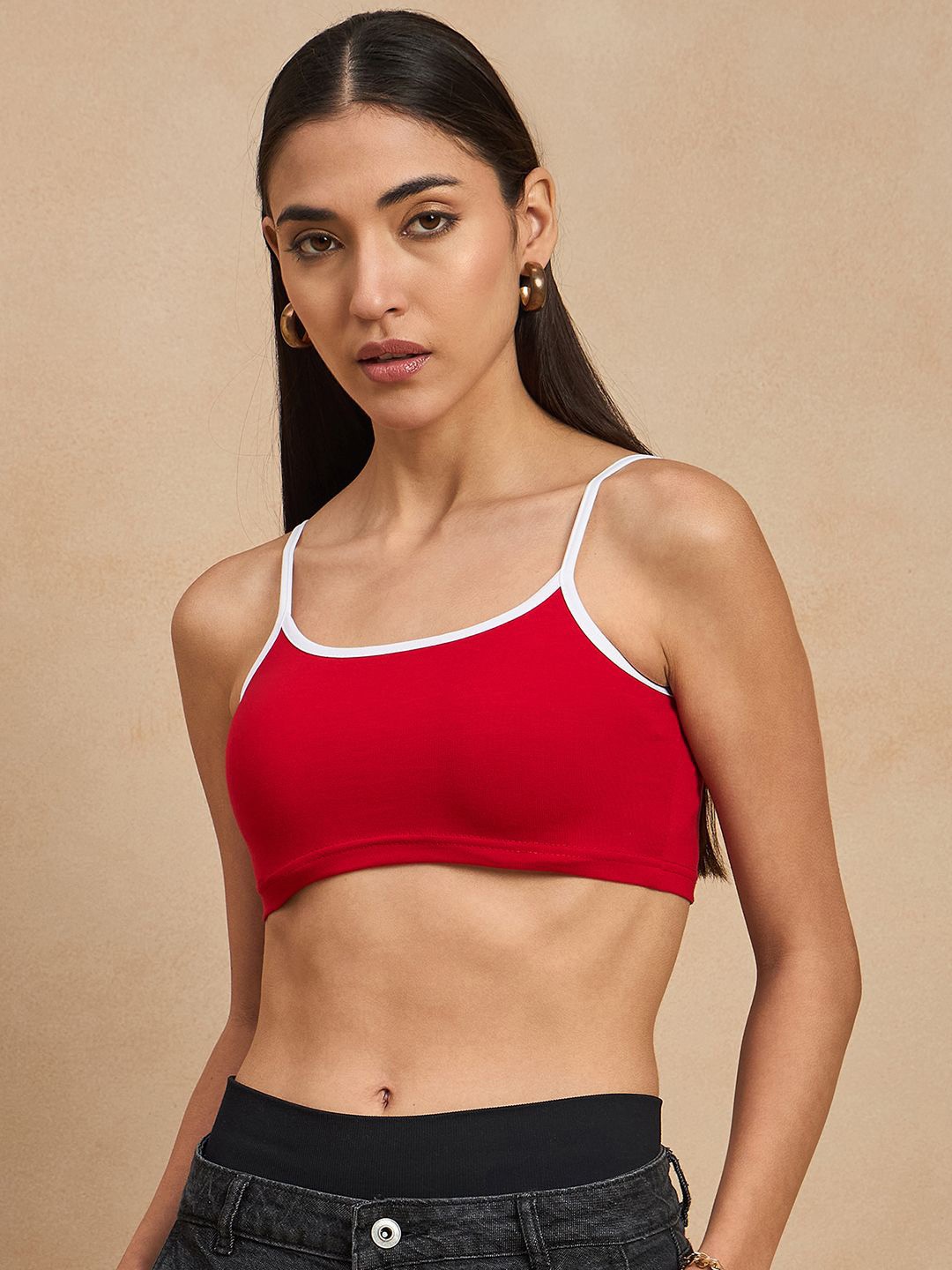 

COLOR CAPITAL Cotton Bralette Crop Top, Red