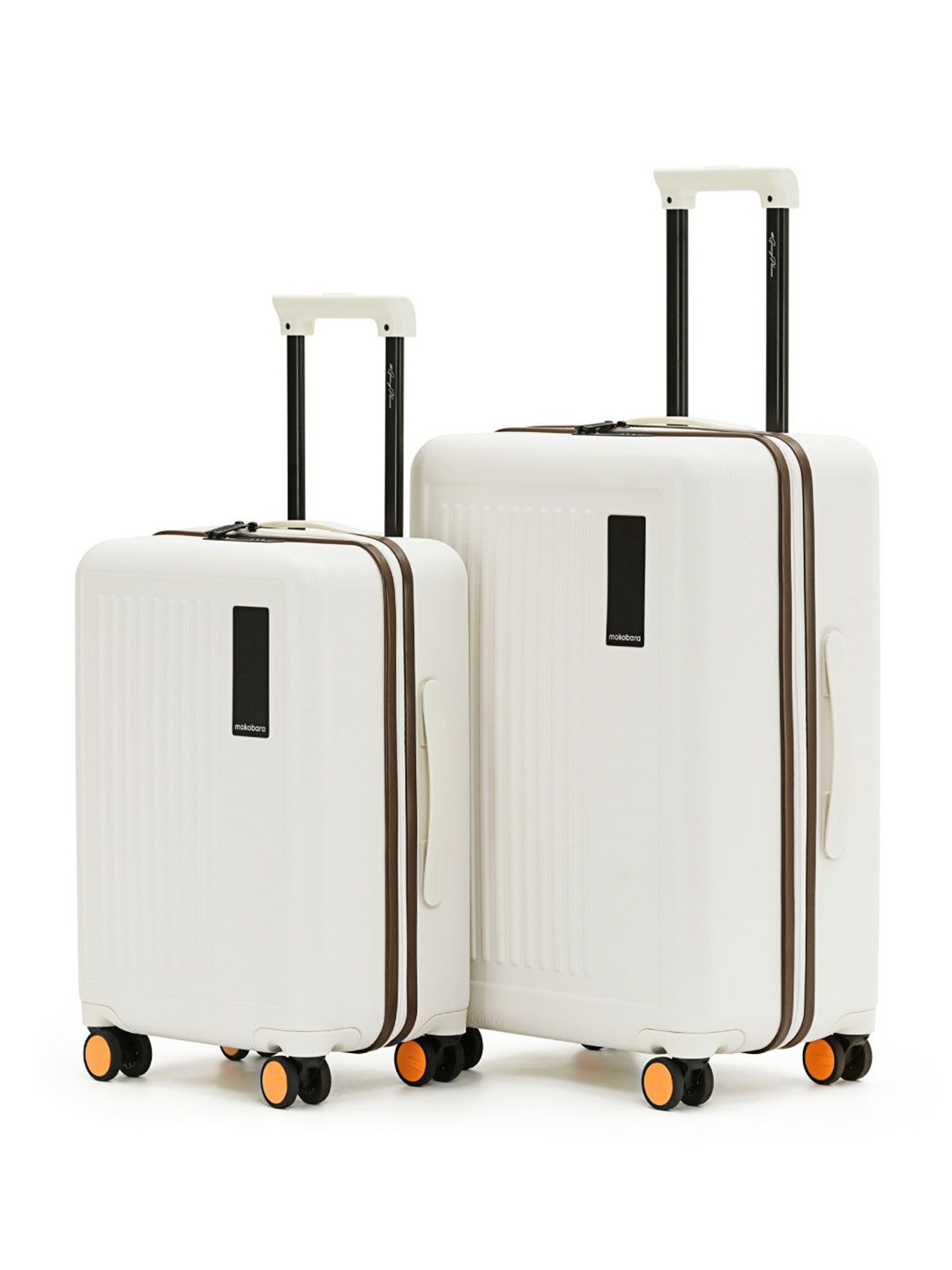 

MOKOBARA Unisex Set of 2 The Transit Hard Sided Luggage Trolley Bag, White