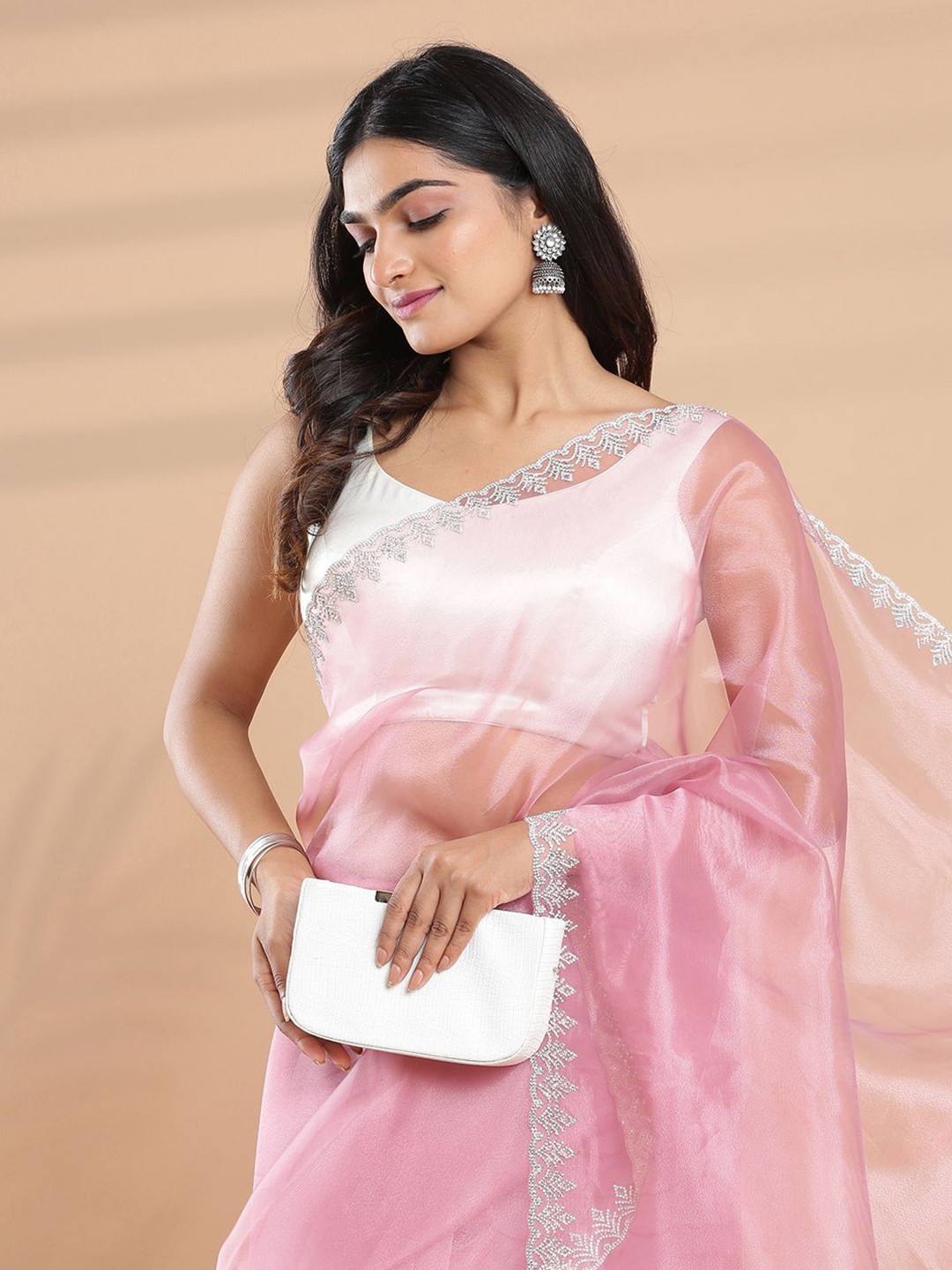 

Kalyan Silks Organza Saree, Pink