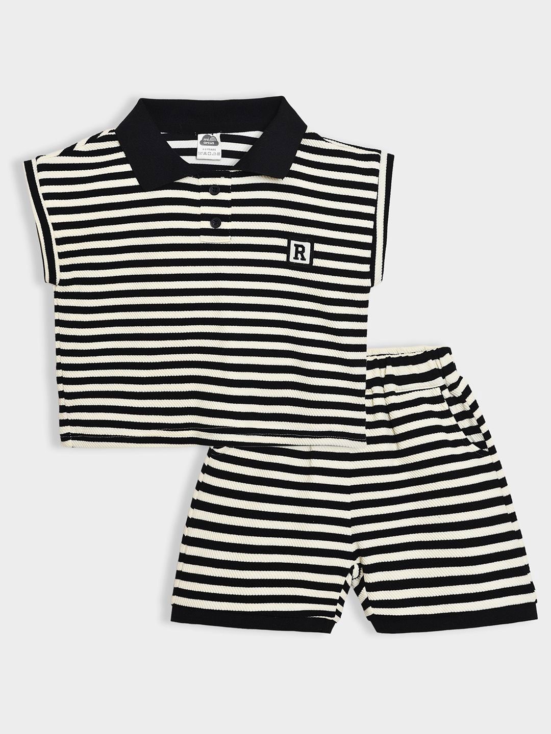 

MiArcus Unisex Kids Striped T-Shirt & Shorts Set, Black