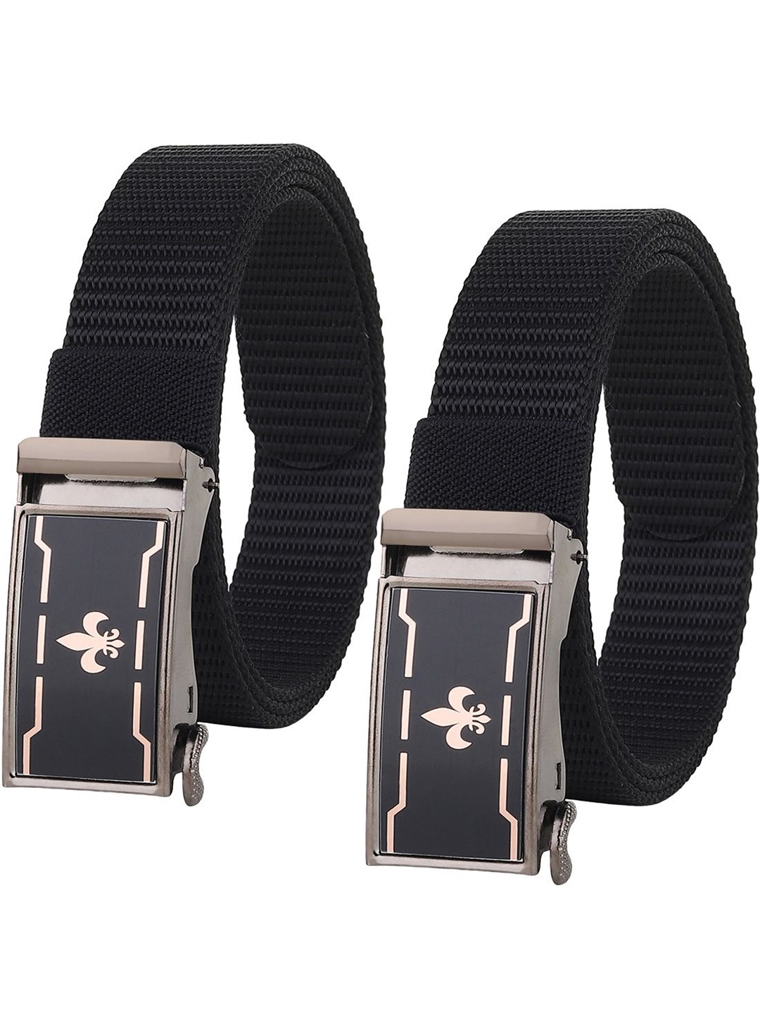 

Provogue Men Striped Pack Of 2 Belt, Black