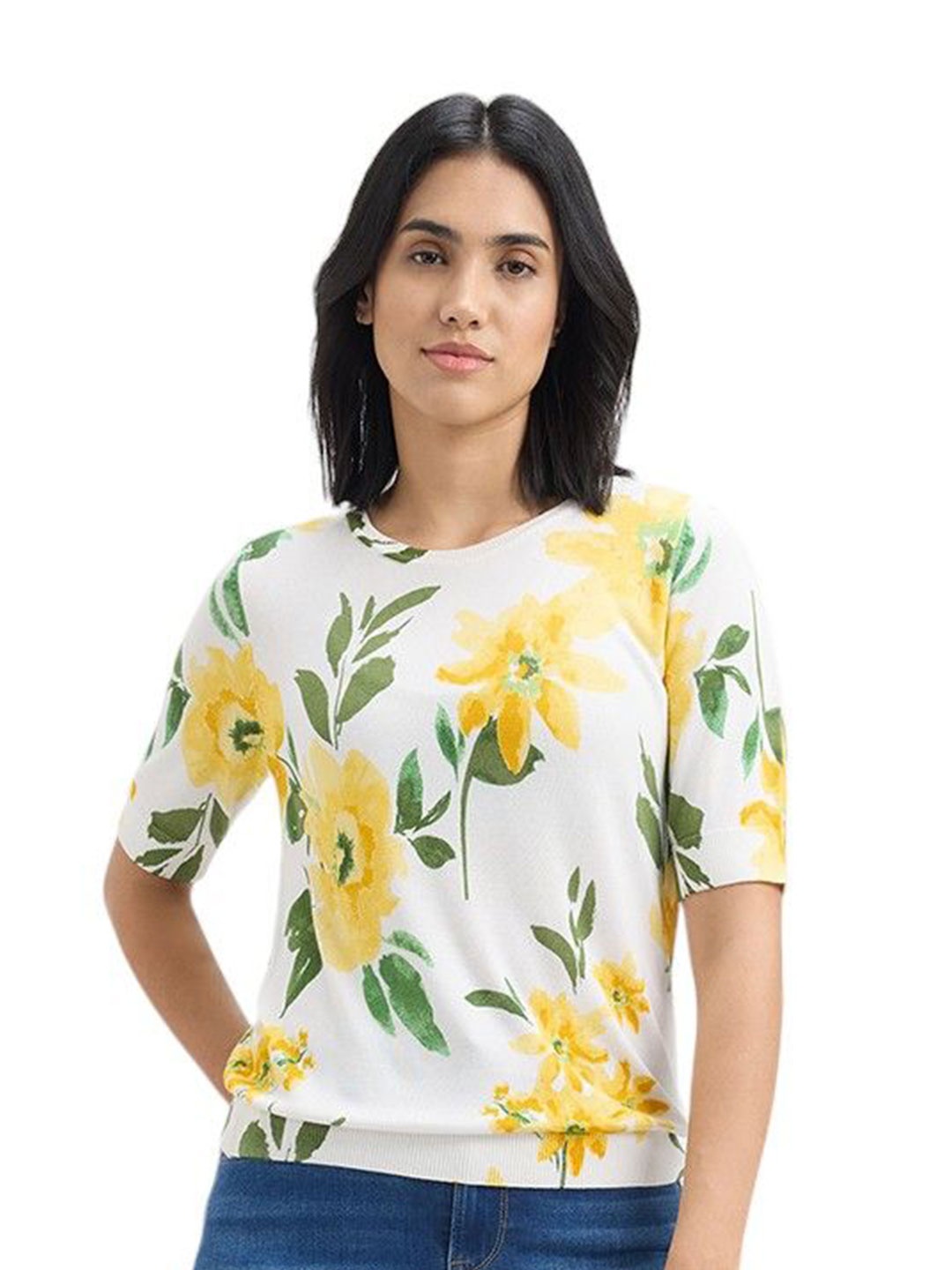 

Pepe Jeans Floral Printed Flat Knit Top, White